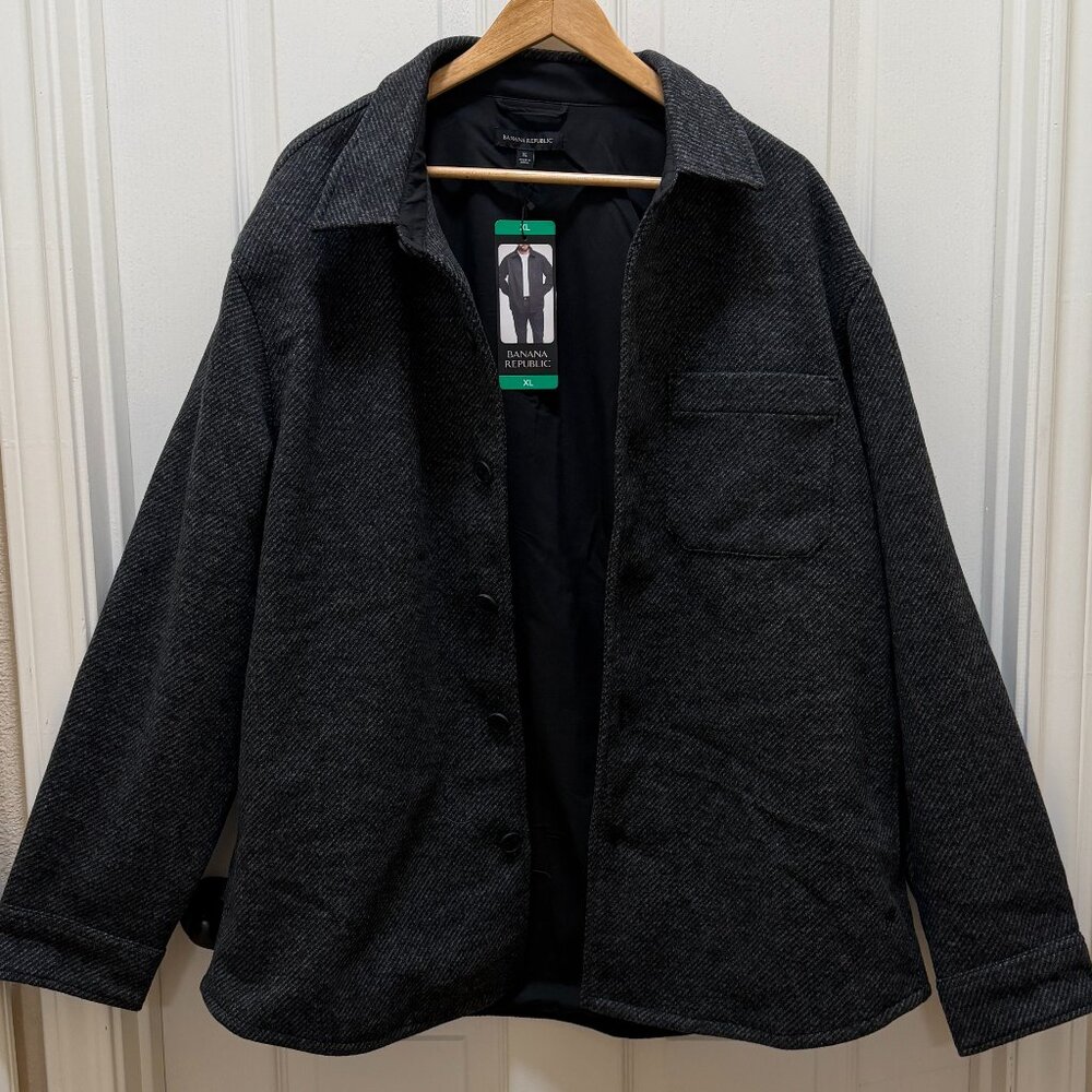 Banana Republic Men's Bonded Shirt Jacket Size XL Black Relax Fit Midweight NEW